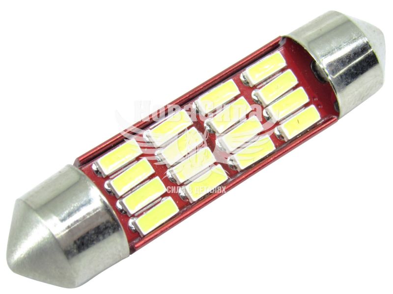 Лампочка 2-ох цокольна LED T11_C5W SMD біла 16-діодів 12V-5Вт SV8.5-8 39мм. (Cyclone) (T11-032(39))