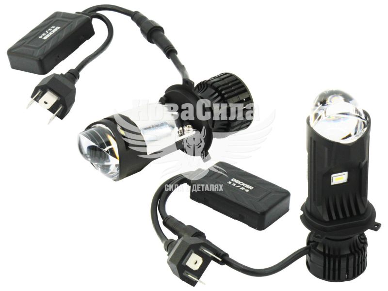 Лампочка LED H4 (Decker) (GL-01 PRO 6000K) з лінзами (GL-01 PRO)