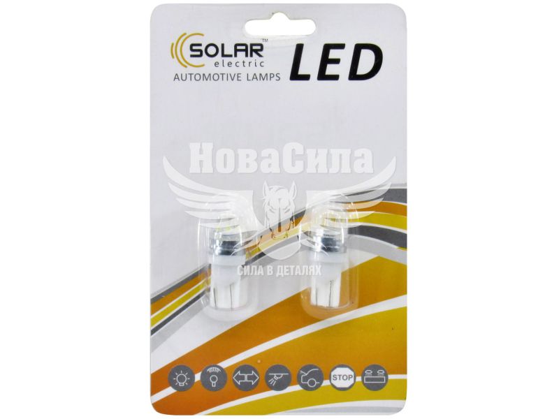 Лампочка без цоколя LED T10_W5W SMD біла 2-діоди 12V W2.1x9.5d (Solar) (к-т.-2шт.) (LS290_B2)