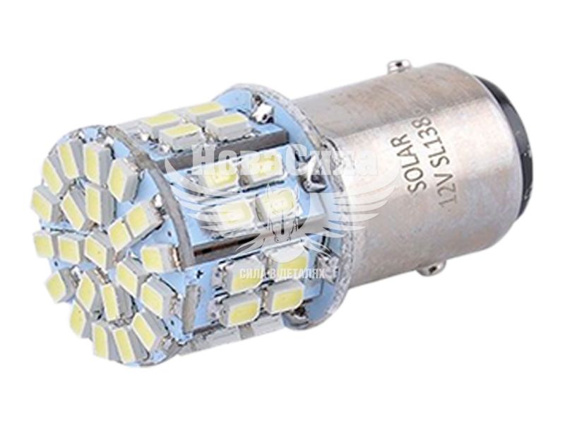 Лампочка 2-ох конт. груша біла LED SMD 12V 50-діодів S25 BAY15d (Solar) (к-т.-2шт.) (SL1386)
