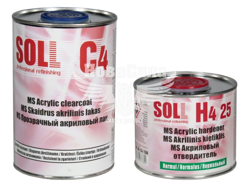 Лак акриловий (SOLL) MS C4 1л.+ затверджувач H4 10 0,5л. 2:1 (C4 15N)