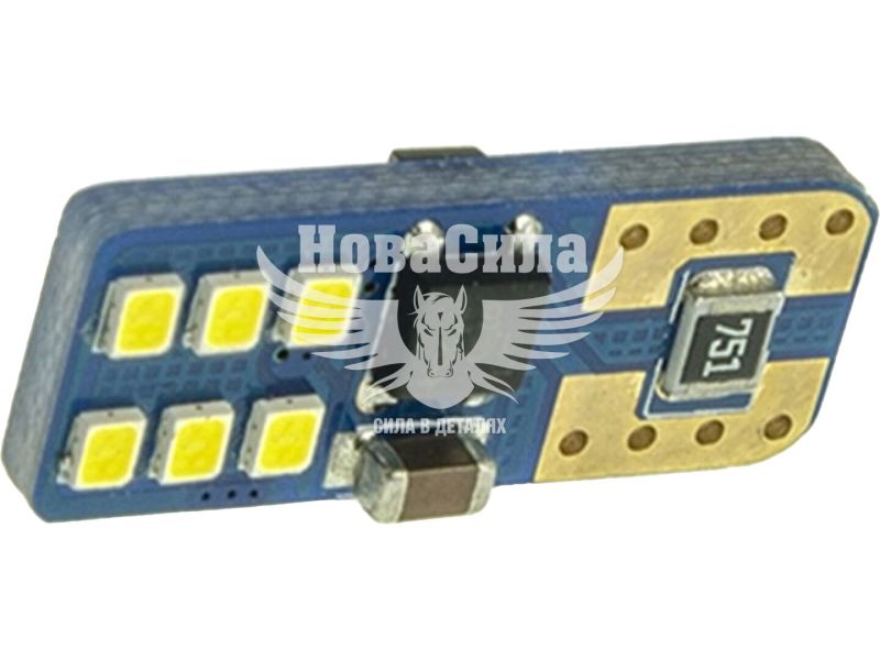 Лампочка без цоколя LED T10_W5W біла 12-діодів 12-24V (Cyclone) 5000K Canbus (T10-091)