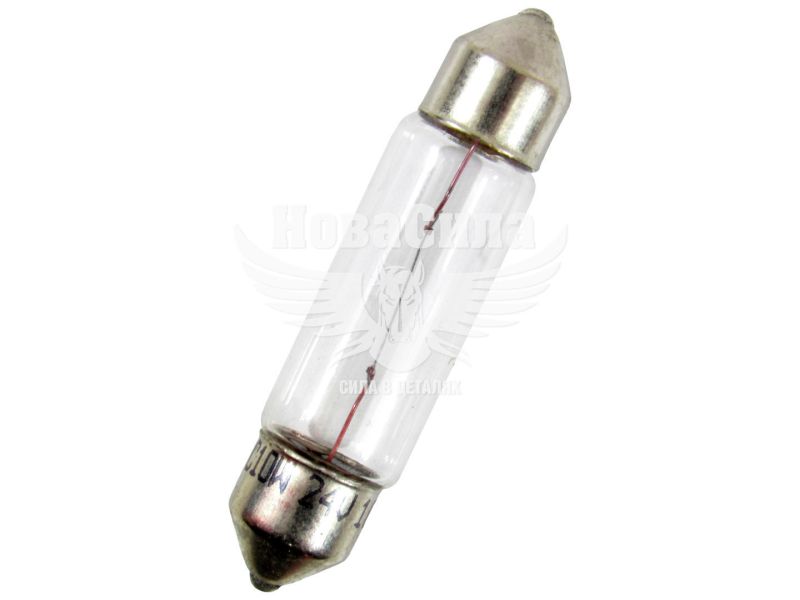 Лампочка 2-ох цокольна C10W біла 24V-10Вт SV8.5-8 41мм. (Brevia) (упак.-10шт.) (24317C)