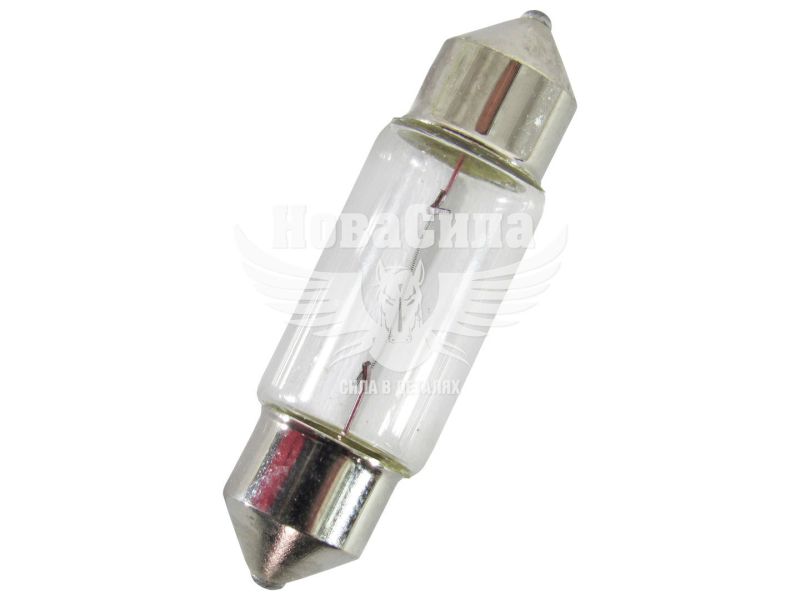 Лампочка 2-ох цокольна C5W біла 12V-5Вт SV8.5-8 37мм. (Solar) (упак.-10шт.) (1257)