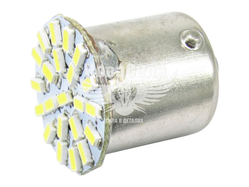 Лампочка 1-но конт. черешня біла LED SMD 12V 22-діоди P21W BA15s (Solar) (упак.-4шт) (LS223_P)