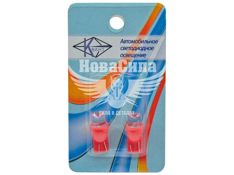 Лампочка без цоколя LED T10_W5W LEDS червона 1-діод 12V W2.1x9.5d (КНР)