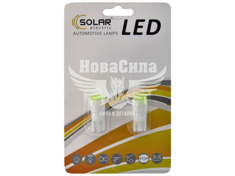 Лампочка без цоколя LED T10_W5W COB біла 1-діод 12V W2.1x9.5d (Solar) (к-т.-2шт.) (LC342_B2)