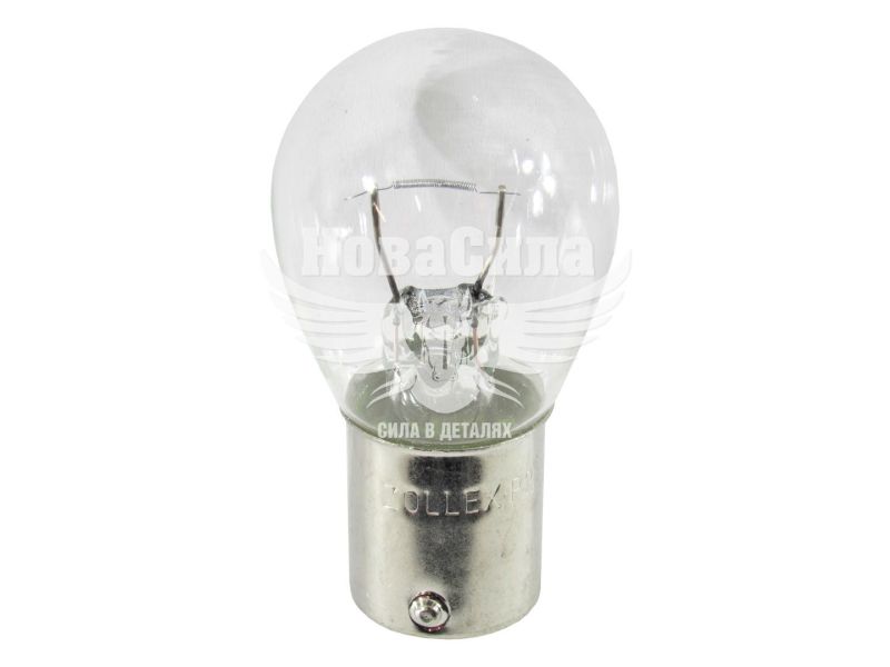 Лампочка 1-но конт. груша біла 12V-21Вт P21W BA15s (Zollex) (упак.-10шт.) (8624)