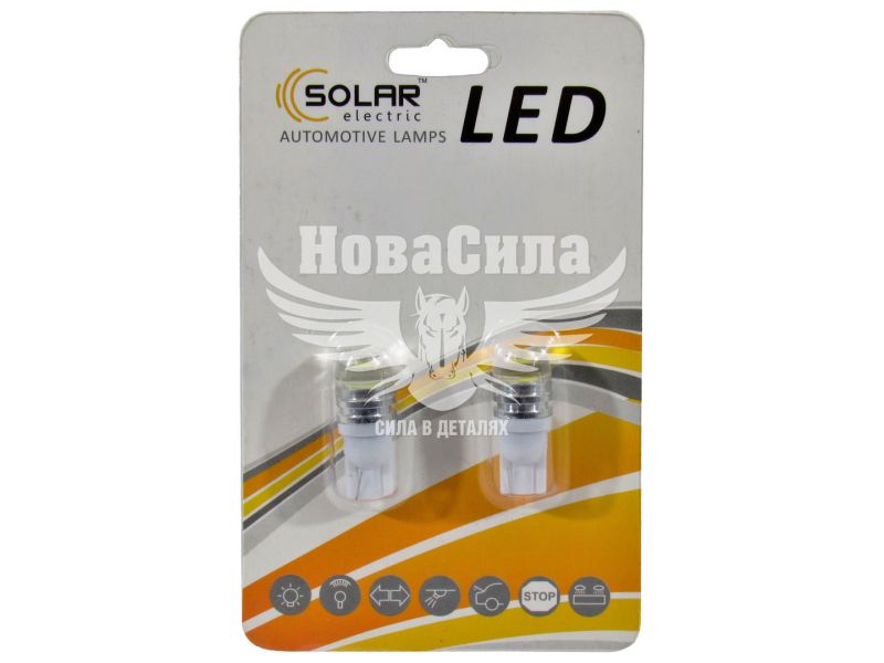 Лампочка без цоколя LED T10_W5W LEDS біла 1-діод 12V W2.1x9.5d (Solar) (к-т.-2шт.) (LS265_B2)
