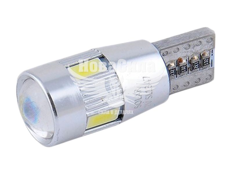 Лампочка без цоколя LED T10_W5W SMD біла 6-діодів 12V W2.1x9.5d CANbus (Solar) (к-т.-2шт.) (SL1347)