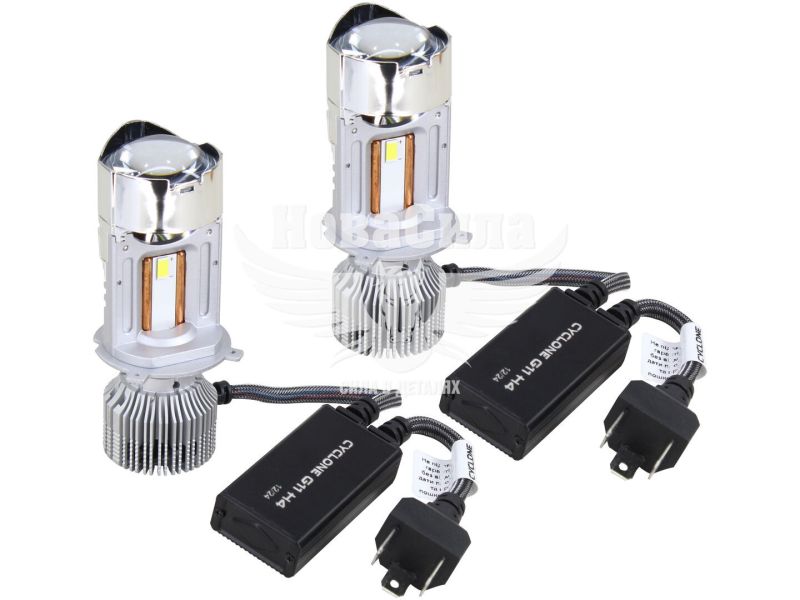 Лампочка LED H4 (Cyclone) (G11 6000K) з лінзами (G11)