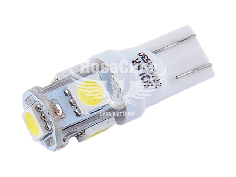 Лампочка без цоколя LED T10_W5W SMD біла 5-діодів 24V W2.1x9.5d (Solar) (к-т.-2шт.) (SL2530)