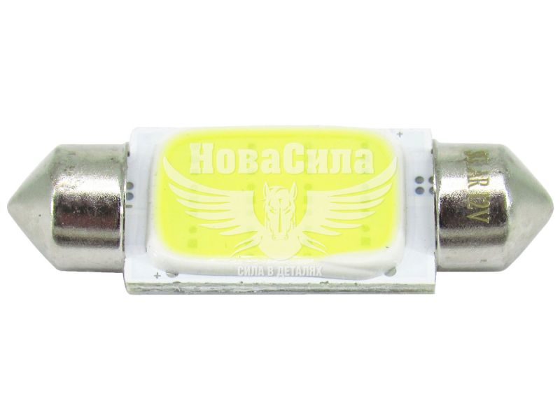 Лампочка 2-ох цокольна LED T11_C5W COB біла 1-діод 12V-3Вт SV8.5-8 39мм. (Solar) (упак.-10шт.) (LC334_P)