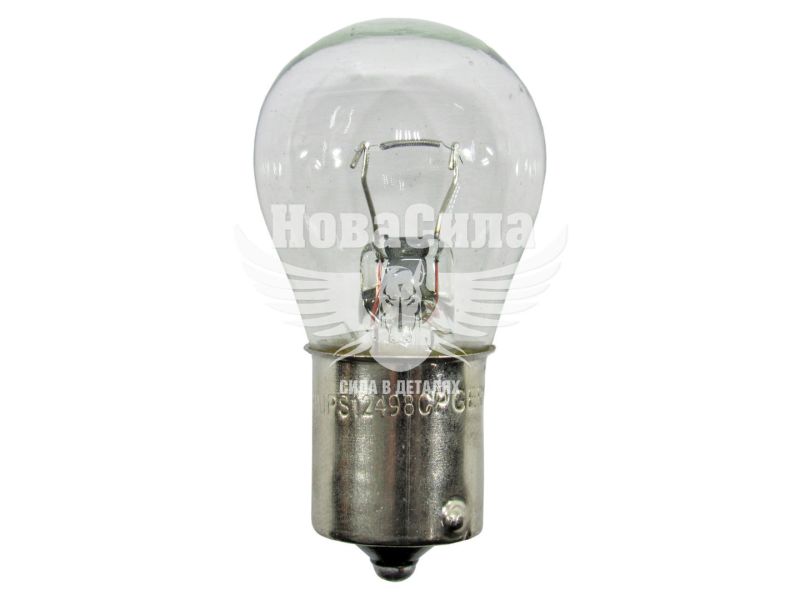 Лампочка 1-но конт. груша біла 12V-21Вт P21W BA15s (Philips) (упак.-10шт.) (12498 CP)