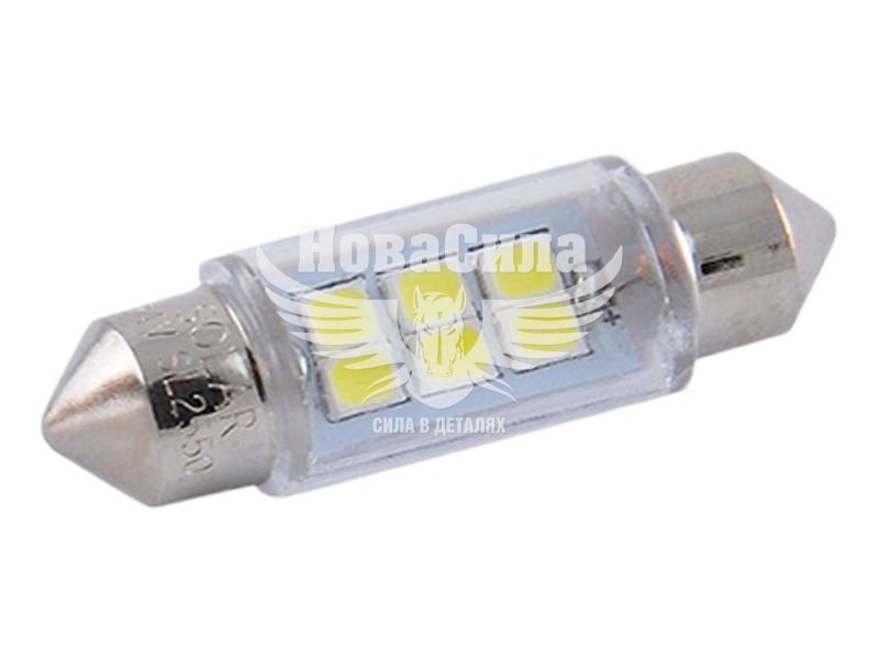 Лампочка 2-ох цокольна LED T11_C5W SMD біла 6-діодів 24V-5Вт SV8.5-8 36мм. (Solar) (к-т.-2шт.) (SL2550)