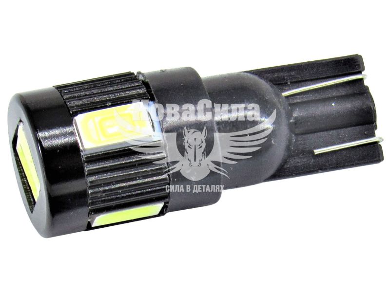 Лампочка без цоколя LED T10_W5W SMD біла 6-діодів 12V W2.1x9.5d (Solar) (упак.-10шт.) (LS286_P)