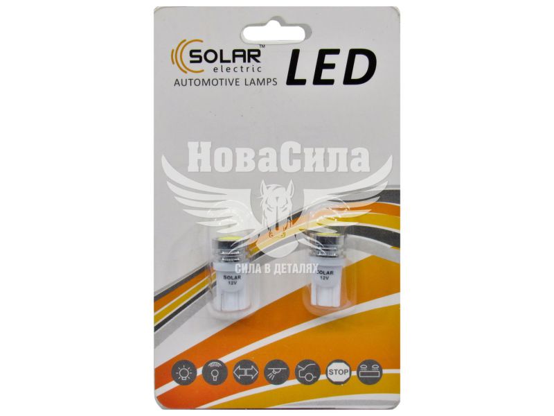 Лампочка без цоколя LED T10_W5W SMD біла 1-діод 12V W2.1x9.5d (Solar) (к-т.-2шт.) (LS241_B2)