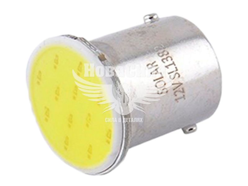 Лампочка 1-но конт. груша біла LED COB 12V 1-діод G18.5 BA15s (Solar) (к-т.-2шт.) (SL1382)