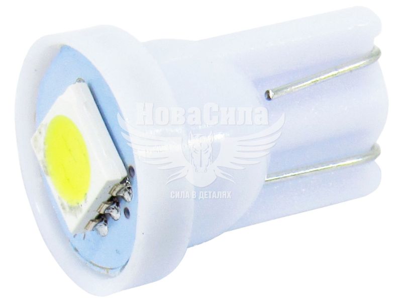 Лампочка без цоколя LED T10_W5W SMD біла 1-діод 12V W2.1x9.5d (Solar) (упак.-10шт.) (LS245_P)