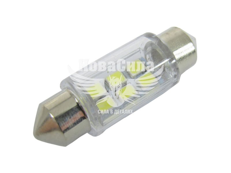 Лампочка 2-ох цокольна LED T11_C5W SMD біла 6-діодів 12V-5Вт SV8.5-8 36мм. (Solar) (к-т.-2шт.) (LS275_B2)