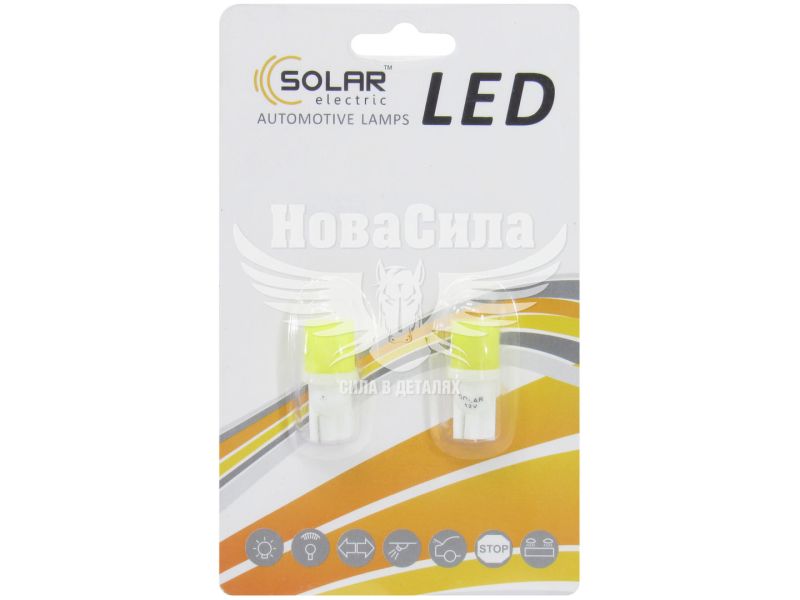 Лампочка без цоколя LED T10_W5W LEDS біла 1-діод 12V W2.1x9.5d (Solar) (к-т. 2шт.) (LC343_B2)