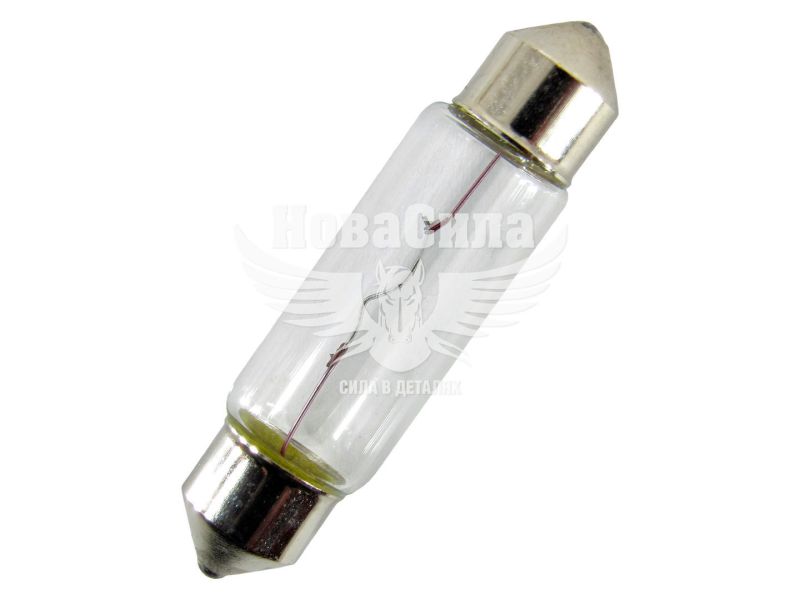 Лампочка 2-ох цокольна C10W біла 24V-10Вт SV8.5-8 41мм. (Solar) (упак.-10шт.) (2461)