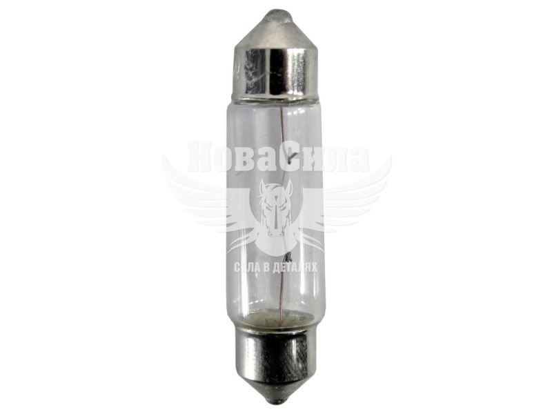Лампочка 2-ох цокольна C5W біла 12V-5Вт SV8.5-8 41мм. (Solar) (упак.-10шт.) (1260)