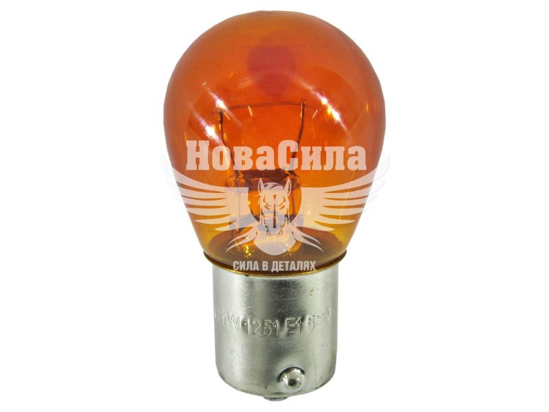 Лампочка 1-но конт. груша жовта 12V-21Вт PY21W BAU15s (Solar) (упак.-10шт.) (1251)