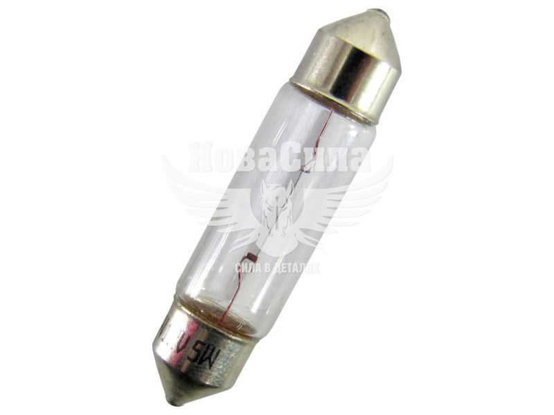 Лампочка 2-ох цокольна C5W біла 12V-5Вт SV8.5-8 41мм. (Brevia) (упак.-10шт.) (12316C)
