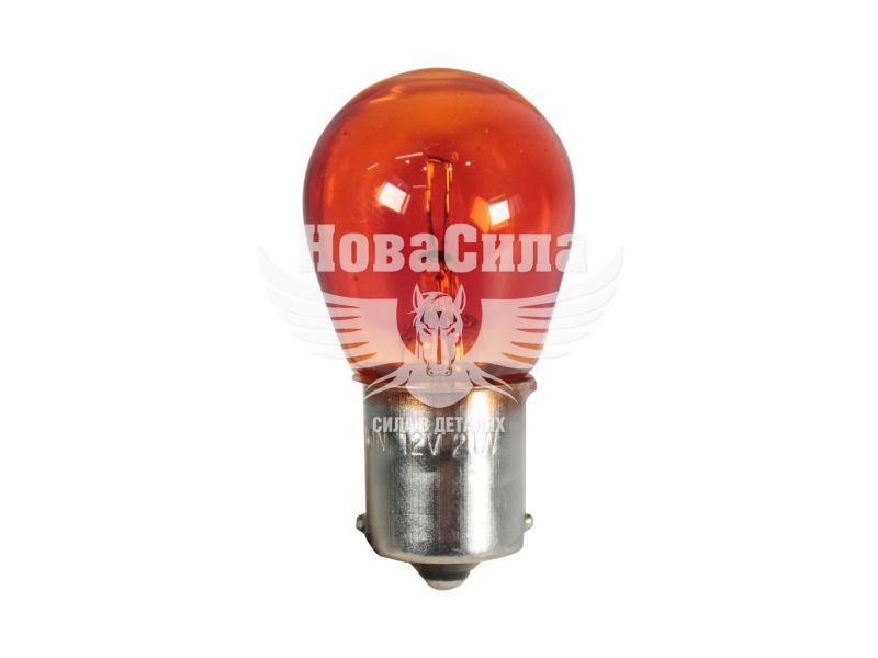 Лампочка 1-но конт. груша жовта 12V-21Вт P21W BA15s (PRO Fusion) (упак.-10шт.) (F- 12/20AM)