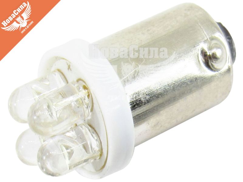 Лампочка з цоколем LED T4W LEDS біла 4-діоди 12V-4Вт BA9s (Solar) (упак.-10шт.) (LF141_P)