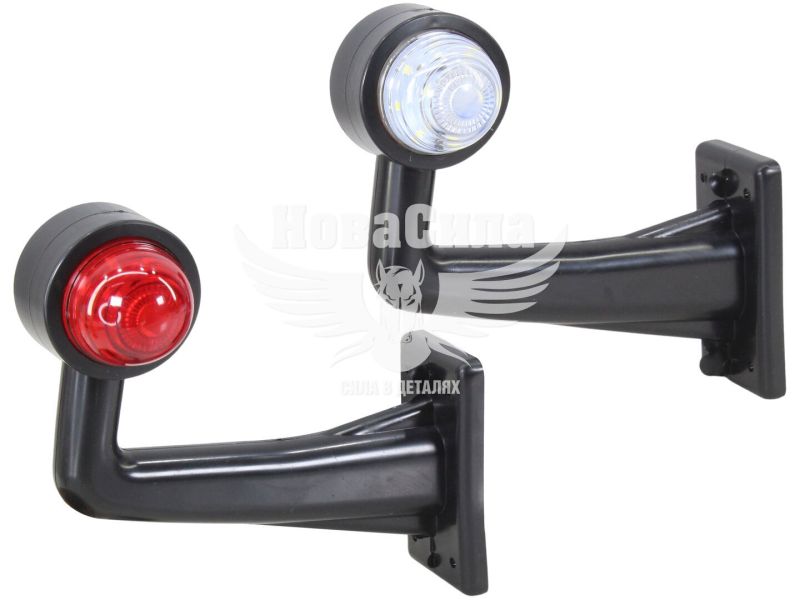 Ліхтар габаритний ріжок (Auto Light) LED 12-24V зігнутий великий, білий/червоний (AL-0013-RW/WR)