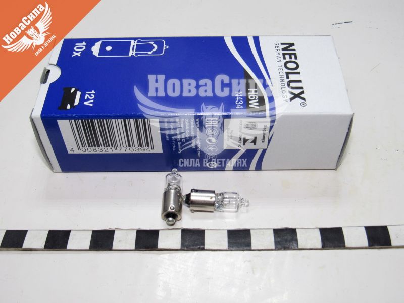 Лампочка з цоколем H6W біла 12V-6Вт BAX9S (Neolux) (N434)