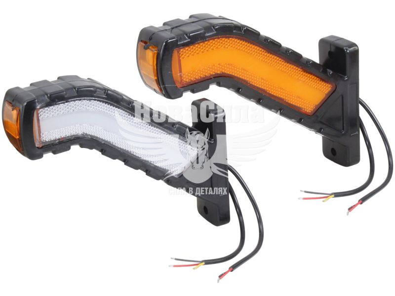 Ліхтар габаритний ріжок (Auto Light) LED DYNAMIC 12-24V косий середній, білий/червоний (AL-0019-RW/WR)
