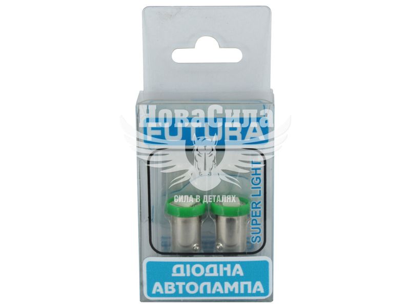 Лампочка з цоколем LED T4W SMD зелена 1-діод 24V-0,4Вт BA9s (Futura) (к-т.-2шт.) (30623)