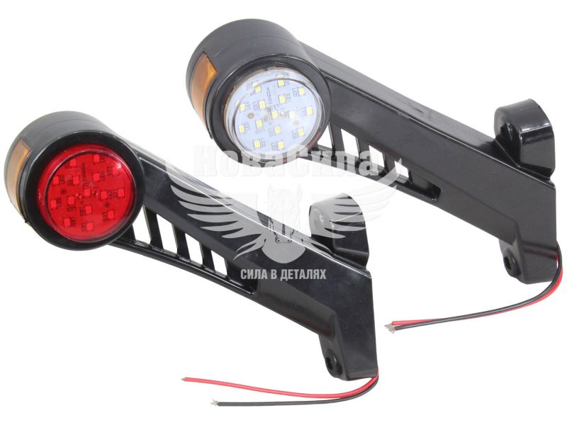 Ліхтар габаритний ріжок (Auto Light) LED 12-24V косий великий, білий/червоний, 3 режими (AL-0034-RW/WR)