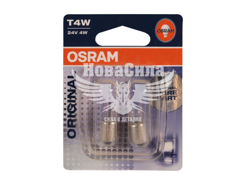 Лампочка з цоколем T4W біла 24V-4Вт BA9s (Osram) (кт. 2шт.) (3930-02B)