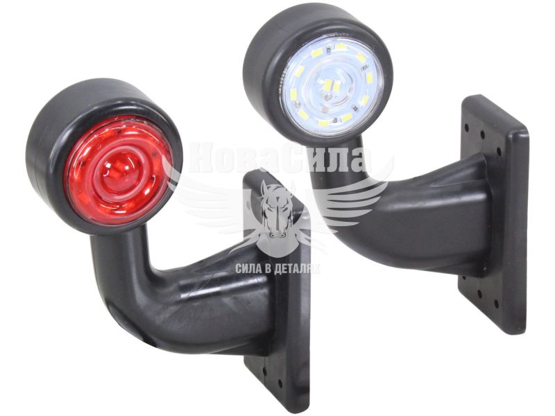 Ліхтар габаритний ріжок (Auto Light) LED 12-24V зігнутий короткий, білий/червоний (AL-0027-RW/WR)