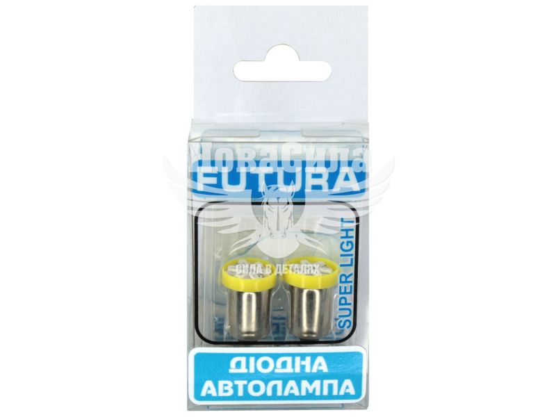 Лампочка з цоколем LED T4W SMD жовта 6-діодів 12V-0,7Вт BA9s (Futura) (к-т.-2шт.) (60615)