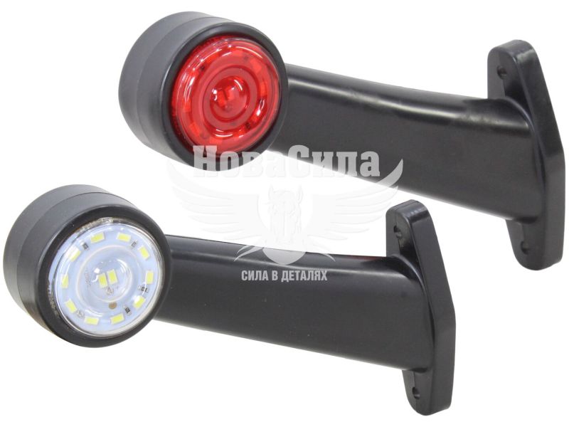 Ліхтар габаритний ріжок (Auto Light) LED 12-24V косий великий, білий/червоний (AL-0026-RW/WR)