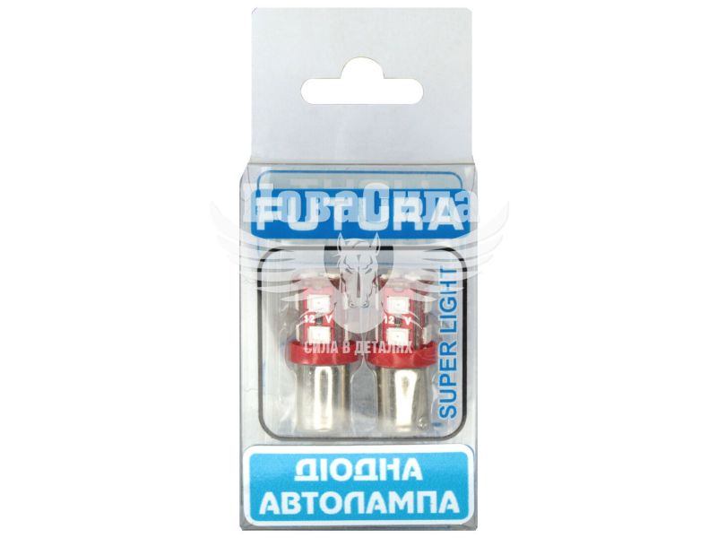 Лампочка з цоколем LED T4W SMD червона 12-діодів 12V-2,5Вт BA9s (Futura) (к-т.-2шт.) (70614)
