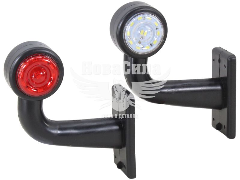 Ліхтар габаритний ріжок (Auto Light) LED 12-24V зігнутий середній, білий/червоний (AL-0025-RW/WR)