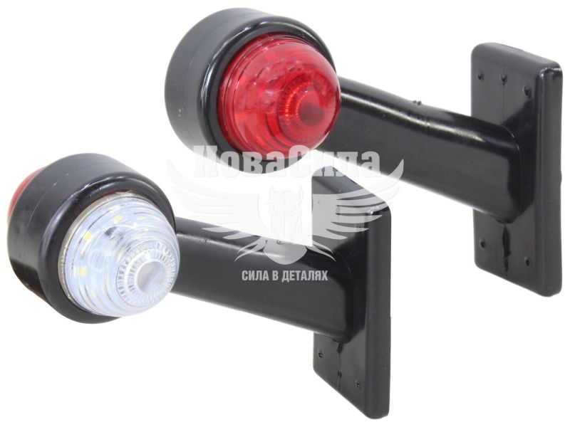 Ліхтар габаритний ріжок (Auto Light) LED 12-24V косий середній, білий/червоний (AL-0012-RW/WR)