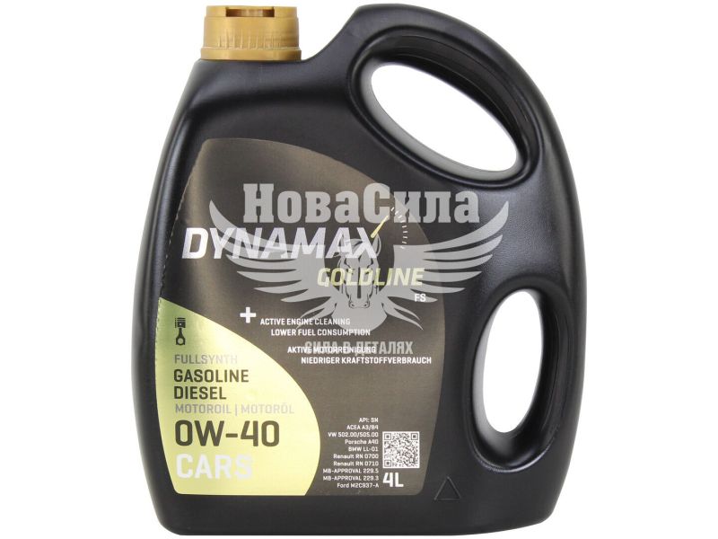 Моторна олива бензин, дизель 0W-40 (Dynamax) GOLDLINE FS 4л. (502732)