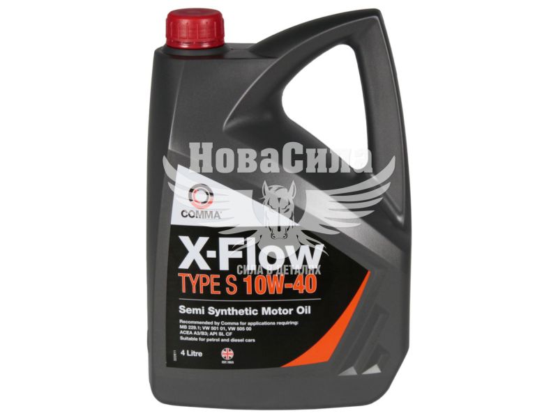 Моторна олива бензин, дизель 10W-40 (Comma) X-FLOW TYPE S 4л. (XFS4L)