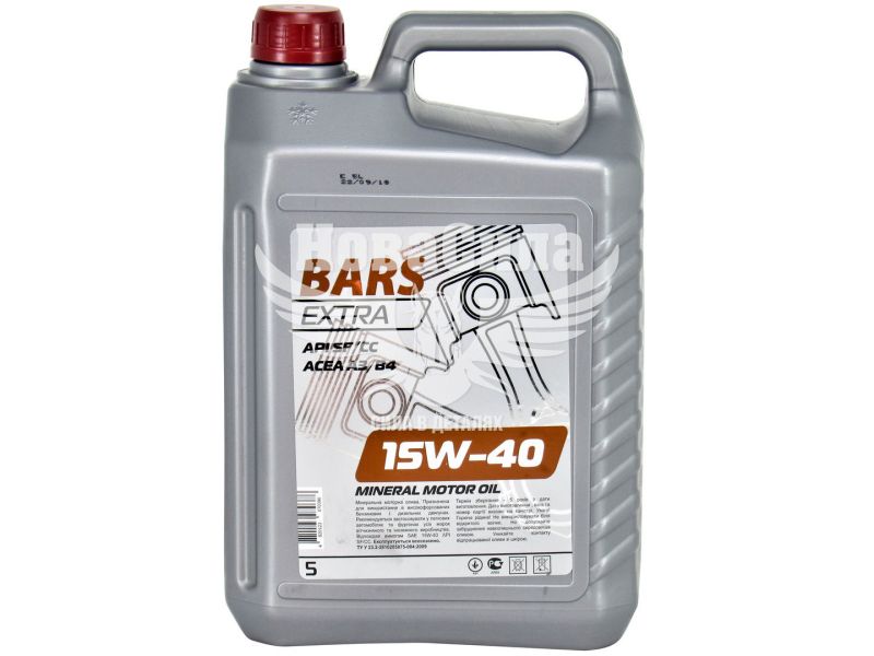 Моторна олива бензин, дизель 15W-40 (Bars Extra) 5л.