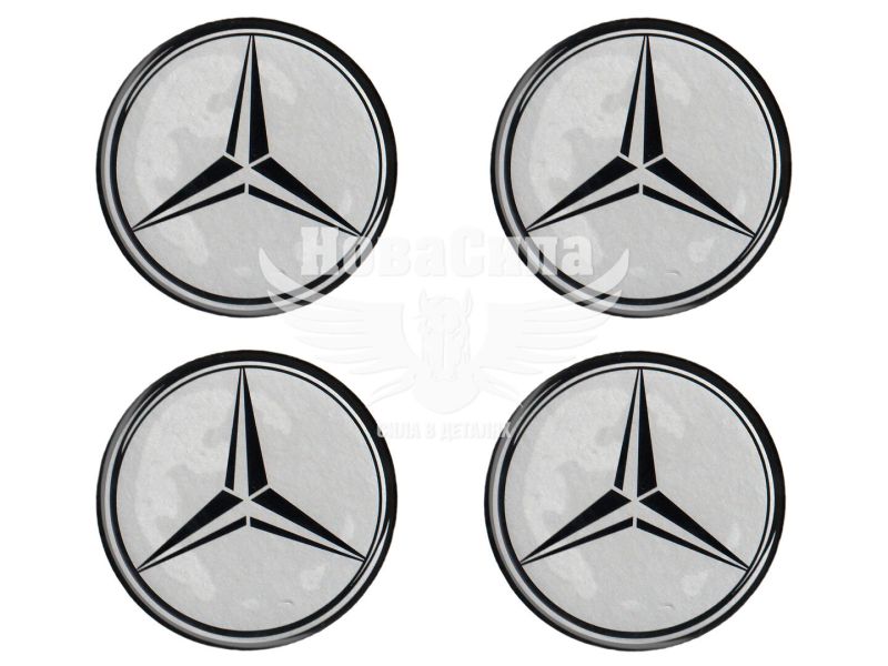 Наклейка Mercedes Benz на ковпаки (силікон) срібна діам. 7 (67-32)