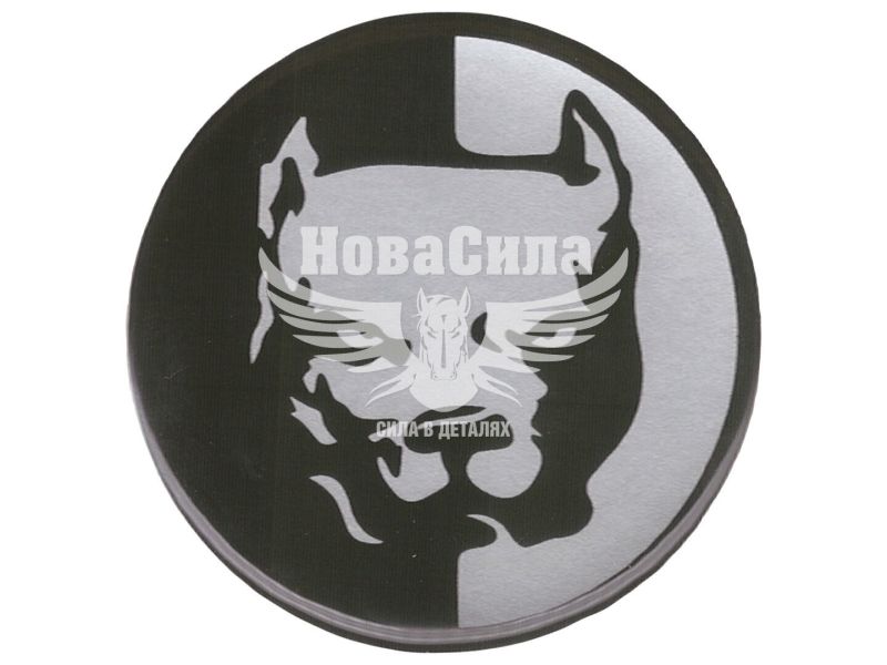 Наклейка Голова Пса (круг срібний) (силікон) 5,5х5,5 (69-55)