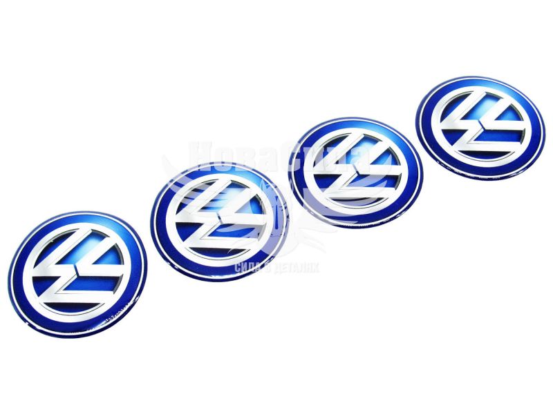 Наклейка VW на ковпаки (силікон) синя діам. 7 (67-31)