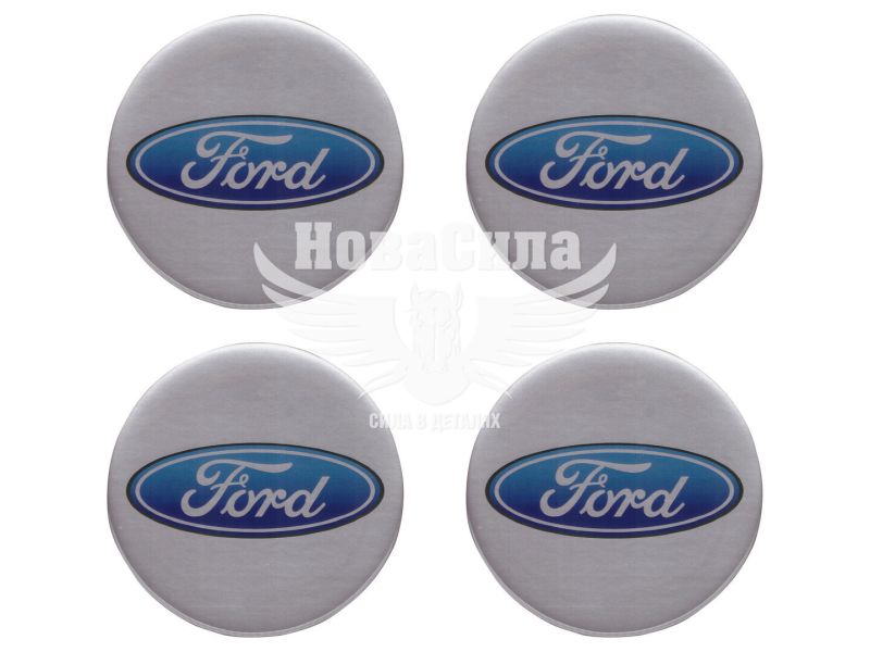 Наклейка Ford на ковпаки (силікон) срібна діам. 7 (67-46)